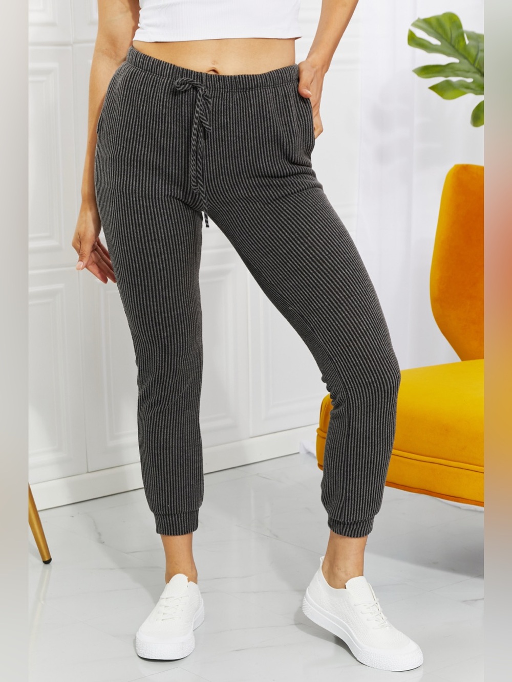 Blumin Apparel Full Size Easy Living Ribbed Joggers
